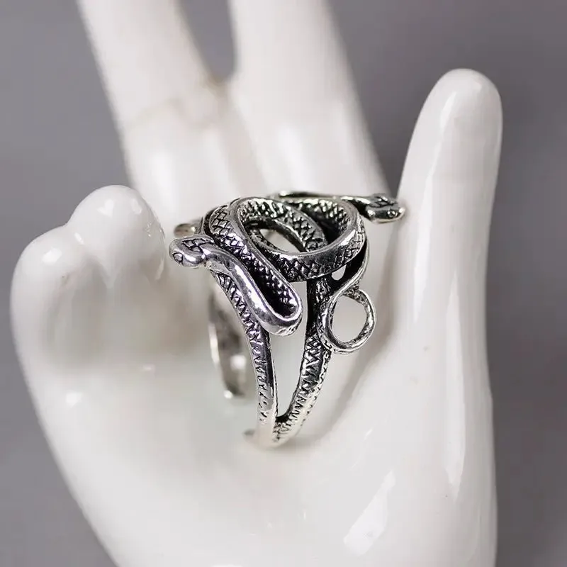 Snake Ring Nightclub: Lightweight Adjustable Alloy Ring - Mysterious Snake Design