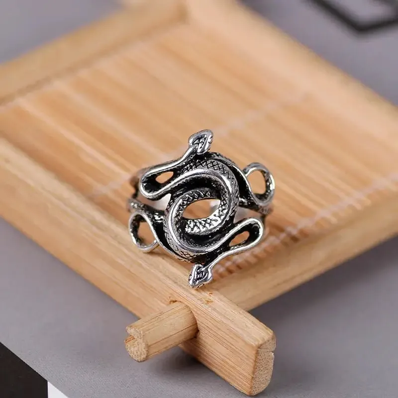 Snake Ring Nightclub: Lightweight Adjustable Alloy Ring - Mysterious Snake Design