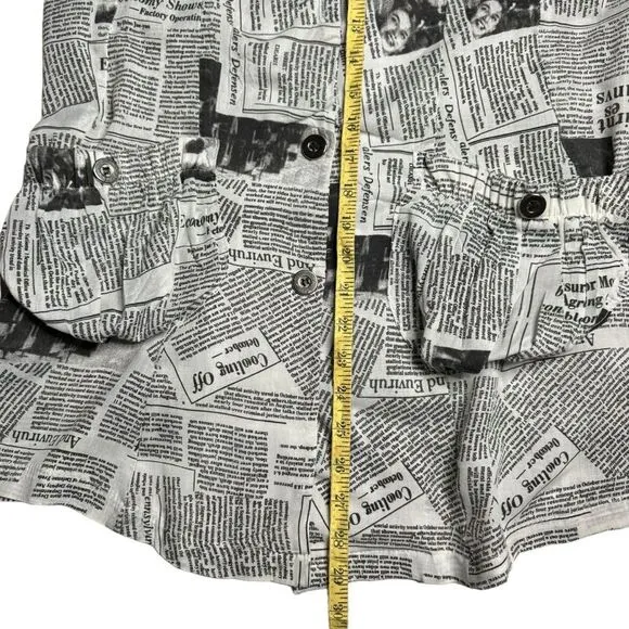 Sole Dione Studios Women's Black White Vintage Newspaper Print Jacket Size Small