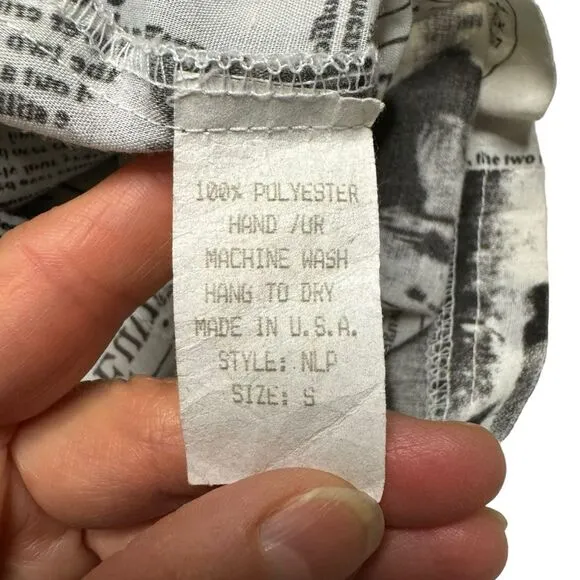 Sole Dione Studios Women's Black White Vintage Newspaper Print Jacket Size Small