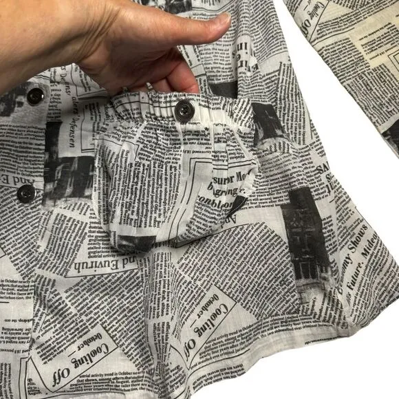 Sole Dione Studios Women's Black White Vintage Newspaper Print Jacket Size Small
