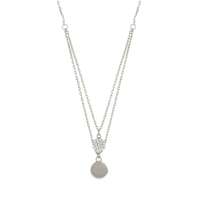 Sole du Soleil Women's 18K White Gold Plated CZ Simulated Diamond Layered Circle Fashion Necklace