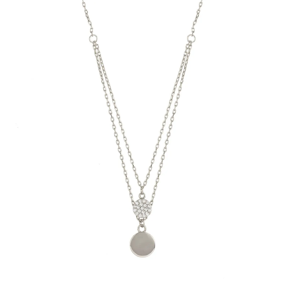 Sole du Soleil Women's 18K White Gold Plated CZ Simulated Diamond Layered Circle Fashion Necklace