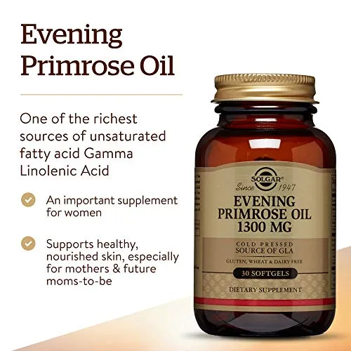 Solgar – Aceite de Primrose de Noche, 1300 mg Softgels – Apoya la Nutrición de la Mujer, E1056, Embalaje estándar., 1