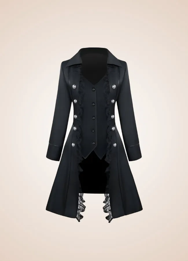 Steampunk Black Goth Women's Coat