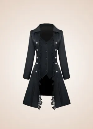 Steampunk Black Goth Women's Coat