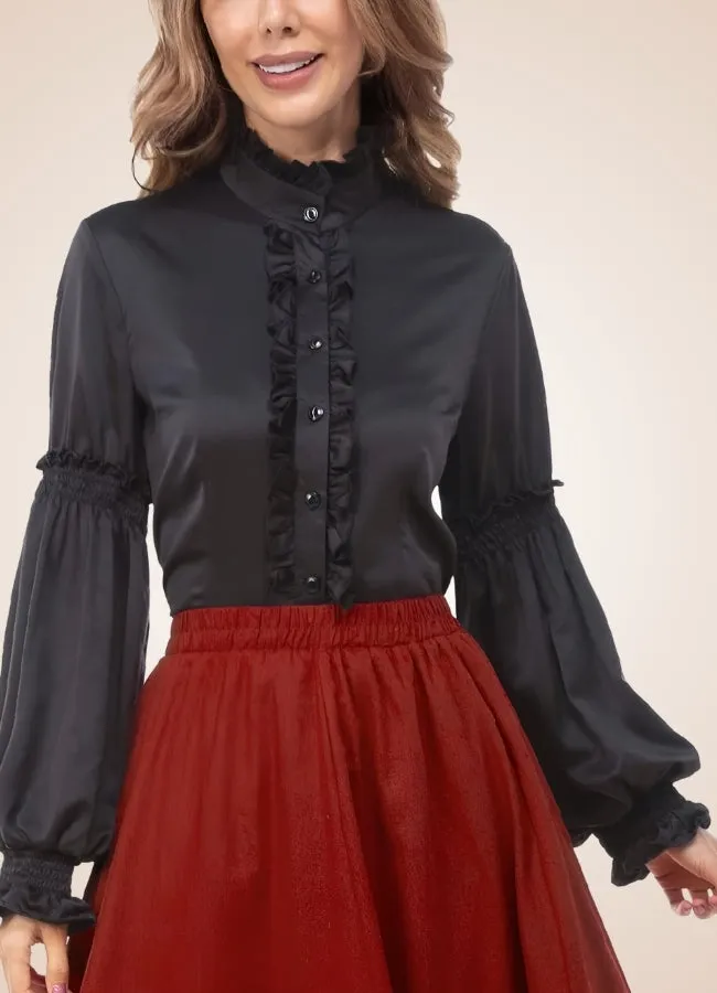 Steampunk Pleated Lantern Long Sleeve Shirt