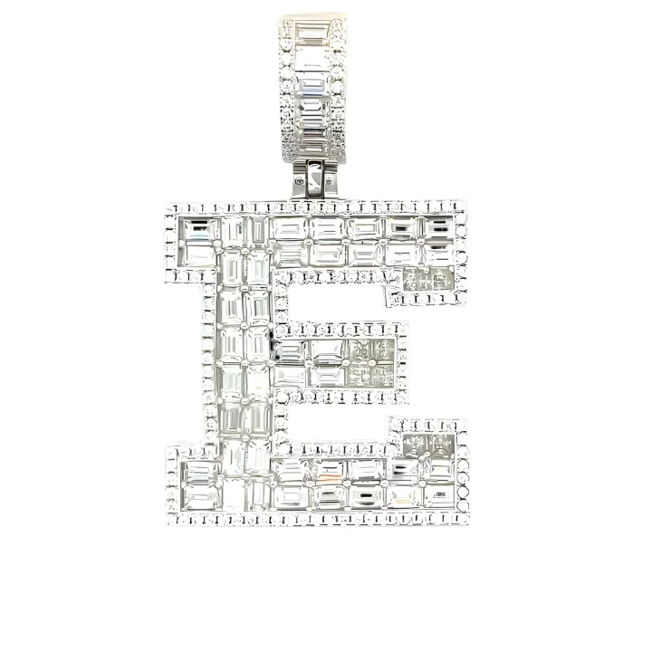 Sterling Silver Alphabet Lab-Created Moissanite Charm Pendant INITIALS - M419379