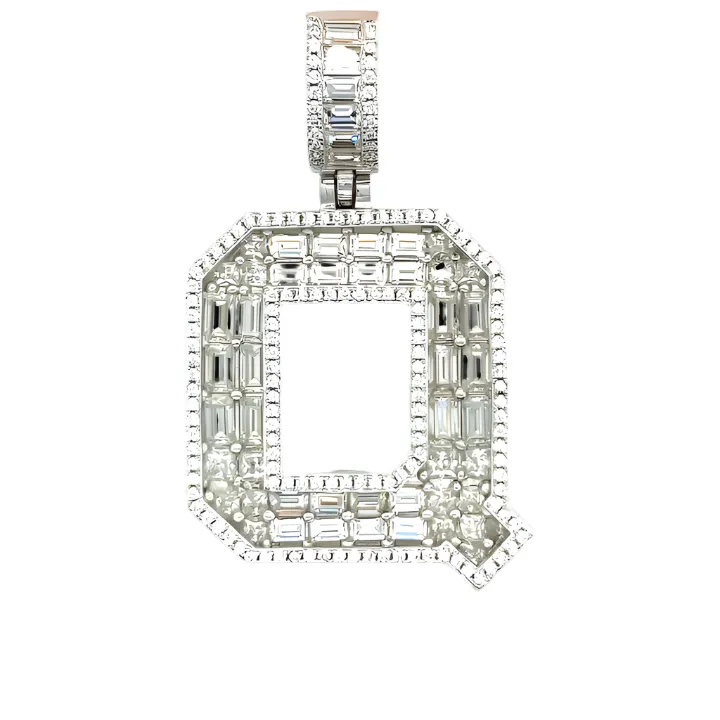 Sterling Silver Alphabet Lab-Created Moissanite Charm Pendant INITIALS - M419379