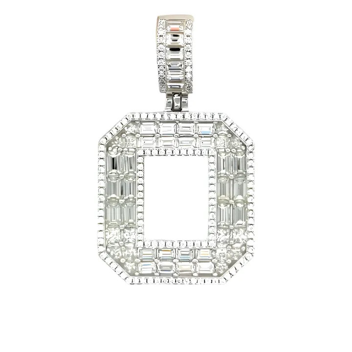 Sterling Silver Alphabet Lab-Created Moissanite Charm Pendant INITIALS - M419379
