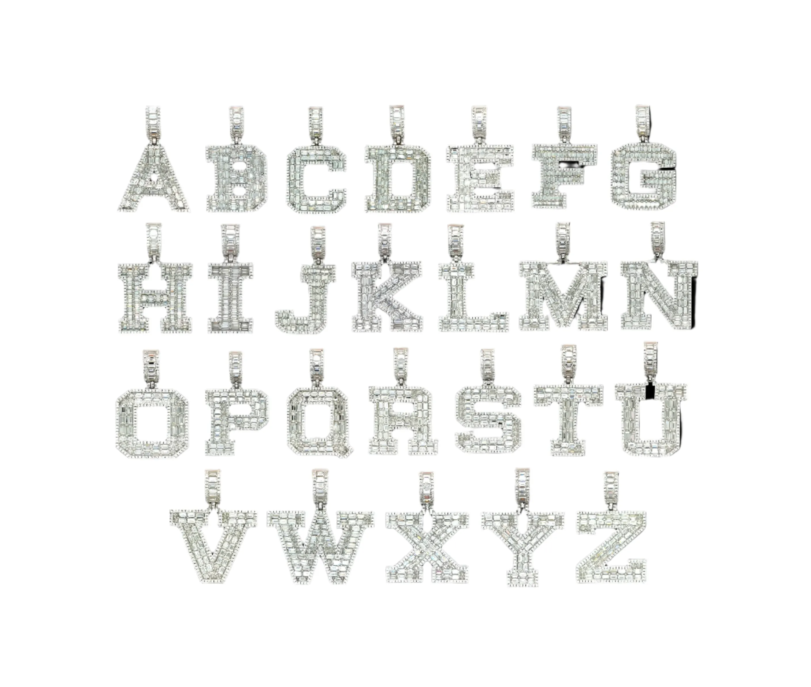 Sterling Silver Alphabet Lab-Created Moissanite Charm Pendant INITIALS - M419379