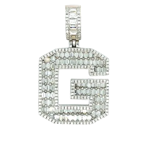 Sterling Silver Alphabet Lab-Created Moissanite Charm Pendant INITIALS - M419379