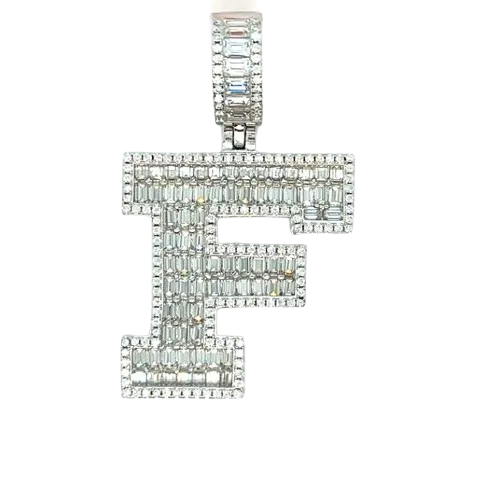 Sterling Silver Alphabet Lab-Created Moissanite Charm Pendant INITIALS - M419379