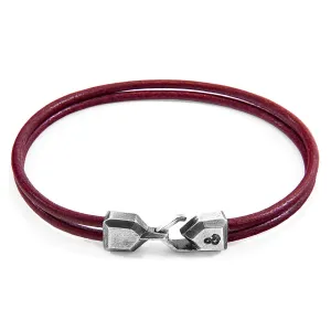 Sterling Silver & Red Leather Bracelet
