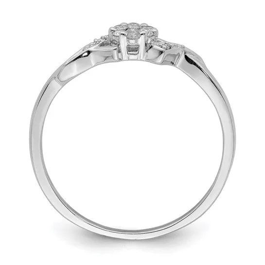 Sterling Silver Genuine Diamond Cluster Flower Promise Ring