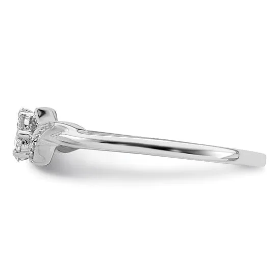 Sterling Silver Genuine Diamond Cluster Flower Promise Ring