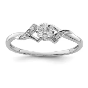 Sterling Silver Genuine Diamond Cluster Flower Promise Ring