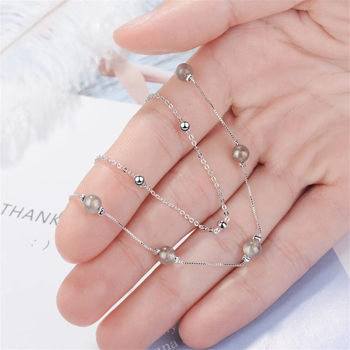 Strawberry Red Crystal & Silver-Plated Station Necklace