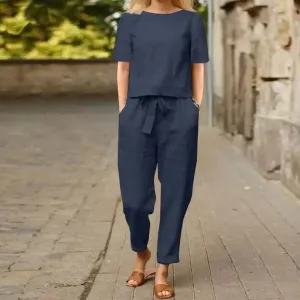 Summer Breeze™ | Women's Casual Two-Piece Set | Short Sleeve Top & Elastic Waist Shorts, Lightweight Fabric for Comfort