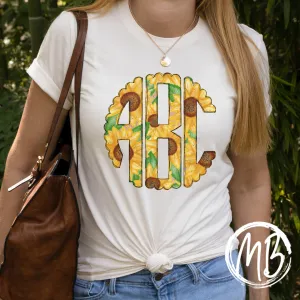 Sunflower Monogram Tee | Monogram | Women's Tee | Youth Tee |