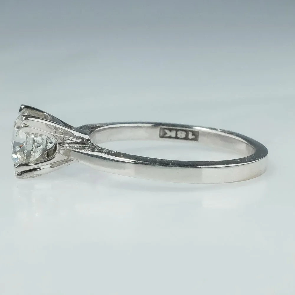 Tacori 1.02ct GIA Diamond SI2/H Side Accented Engagement Ring 18K White Gold