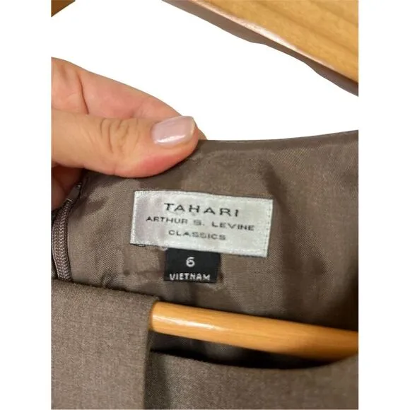 Tahari Arthur S. Levine Women's Brown Sheath Dress Size 6 Knee Length