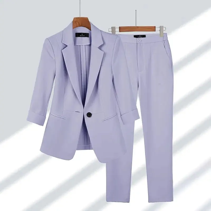 TailorCraft™ | Women's Tailored Suit Set | Blazer & Trousers, Structured Fit, Single Button Design