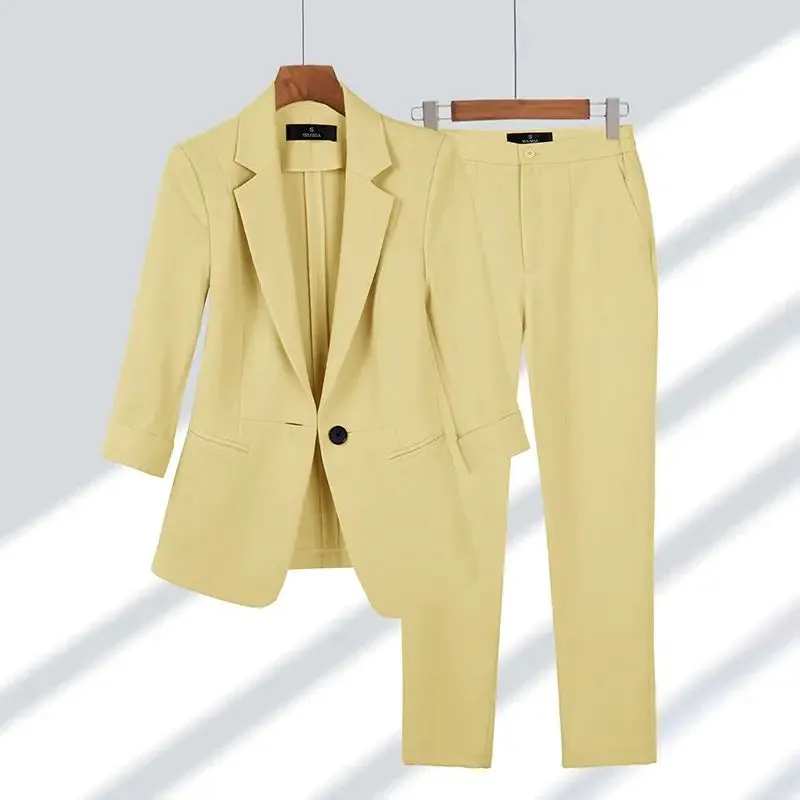 TailorCraft™ | Women's Tailored Suit Set | Blazer & Trousers, Structured Fit, Single Button Design