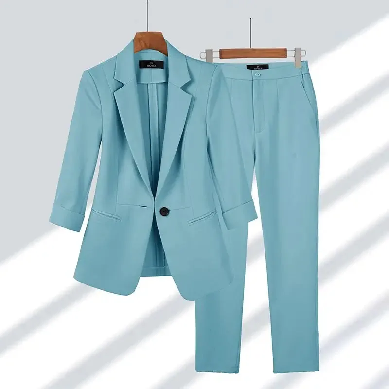 TailorCraft™ | Women's Tailored Suit Set | Blazer & Trousers, Structured Fit, Single Button Design