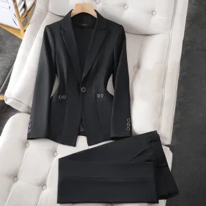 Tailored Elegance™ | Women's Slim Fit Suit | Single-Breasted Blazer & Trousers, Professional Look, Comfortable Fit