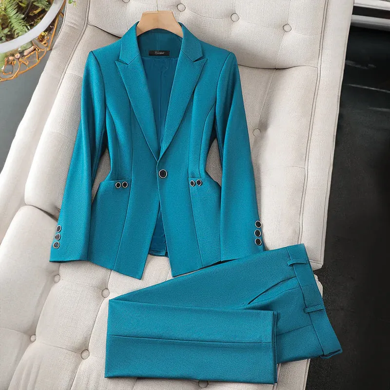 Tailored Elegance™ | Women's Slim Fit Suit | Single-Breasted Blazer & Trousers, Professional Look, Comfortable Fit