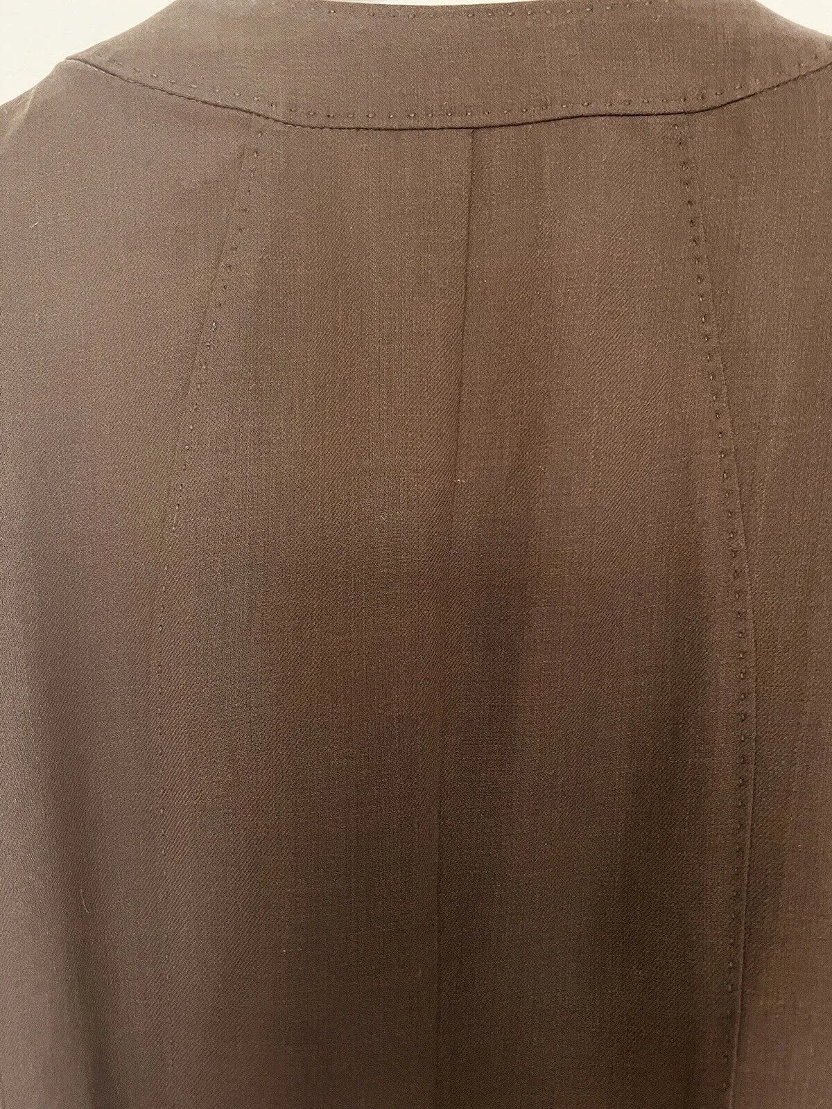 TALBOTS Womens Open Front Coat Sz 4 3/4 Sleeve Tie Waist Brown Jacket Office