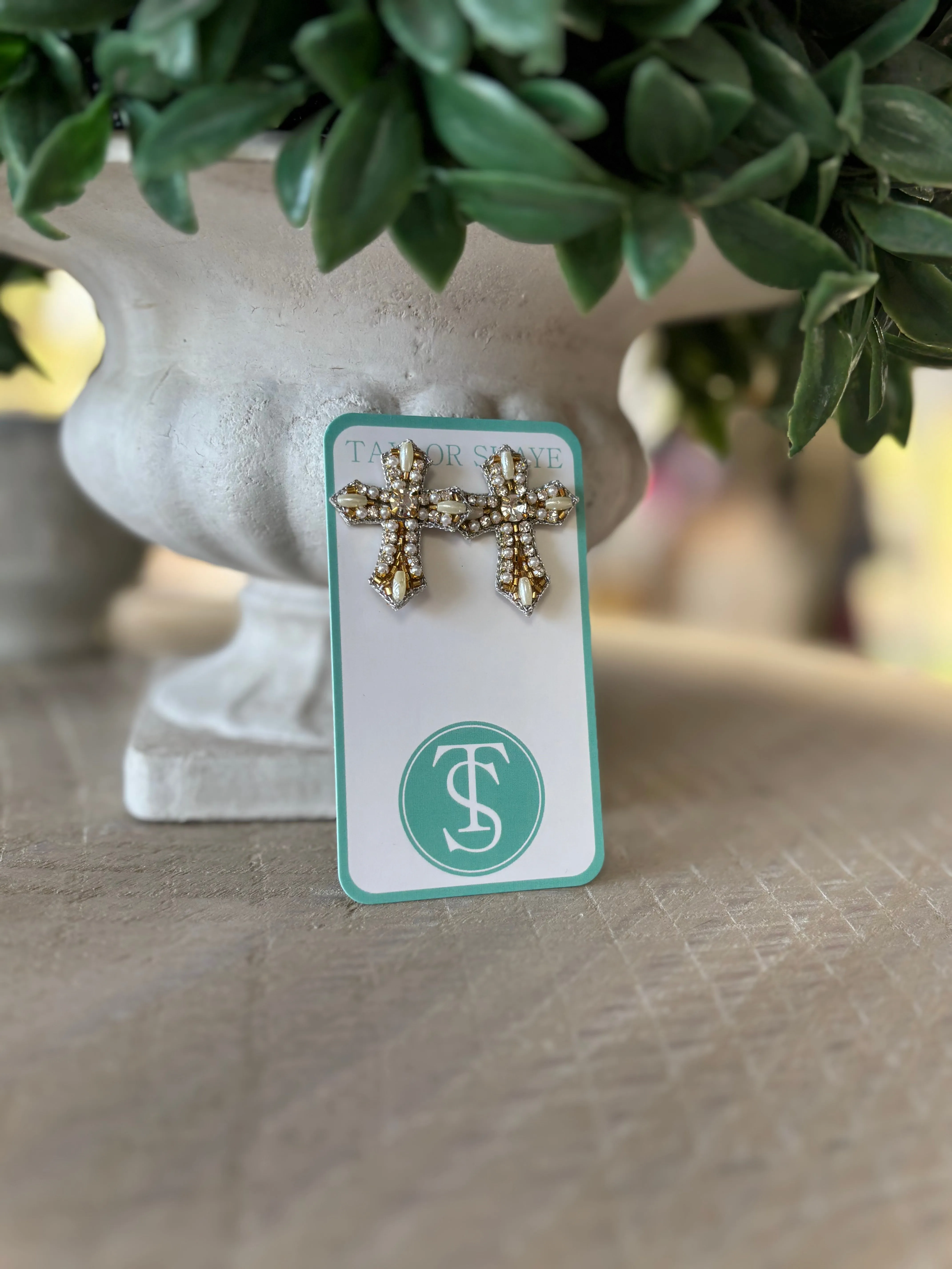 Taylor Shaye - Beaded Cross Stud