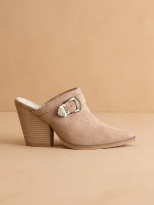 The Dixie | Apricot Western Inspired Mule With Buckle Detail