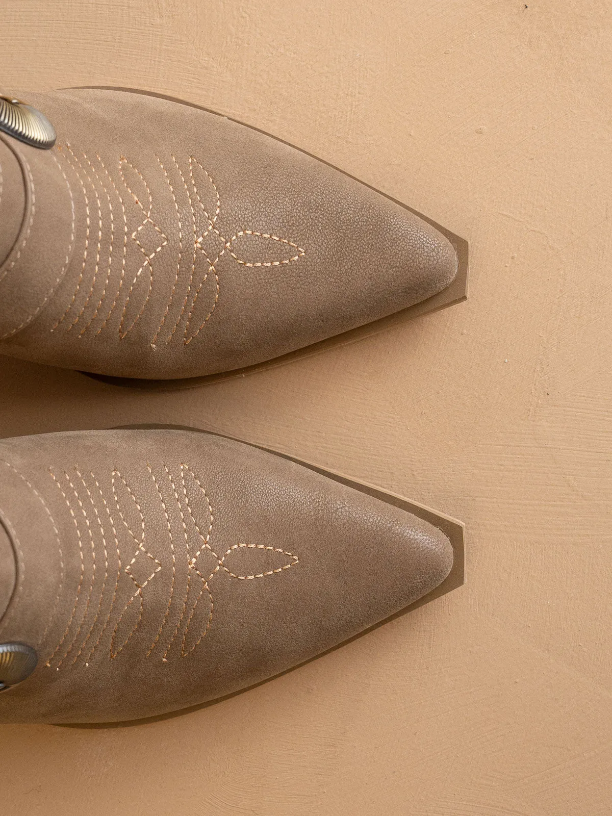 The Dixie | Dark Taupe Western Inspired Mule With Buckle Detail