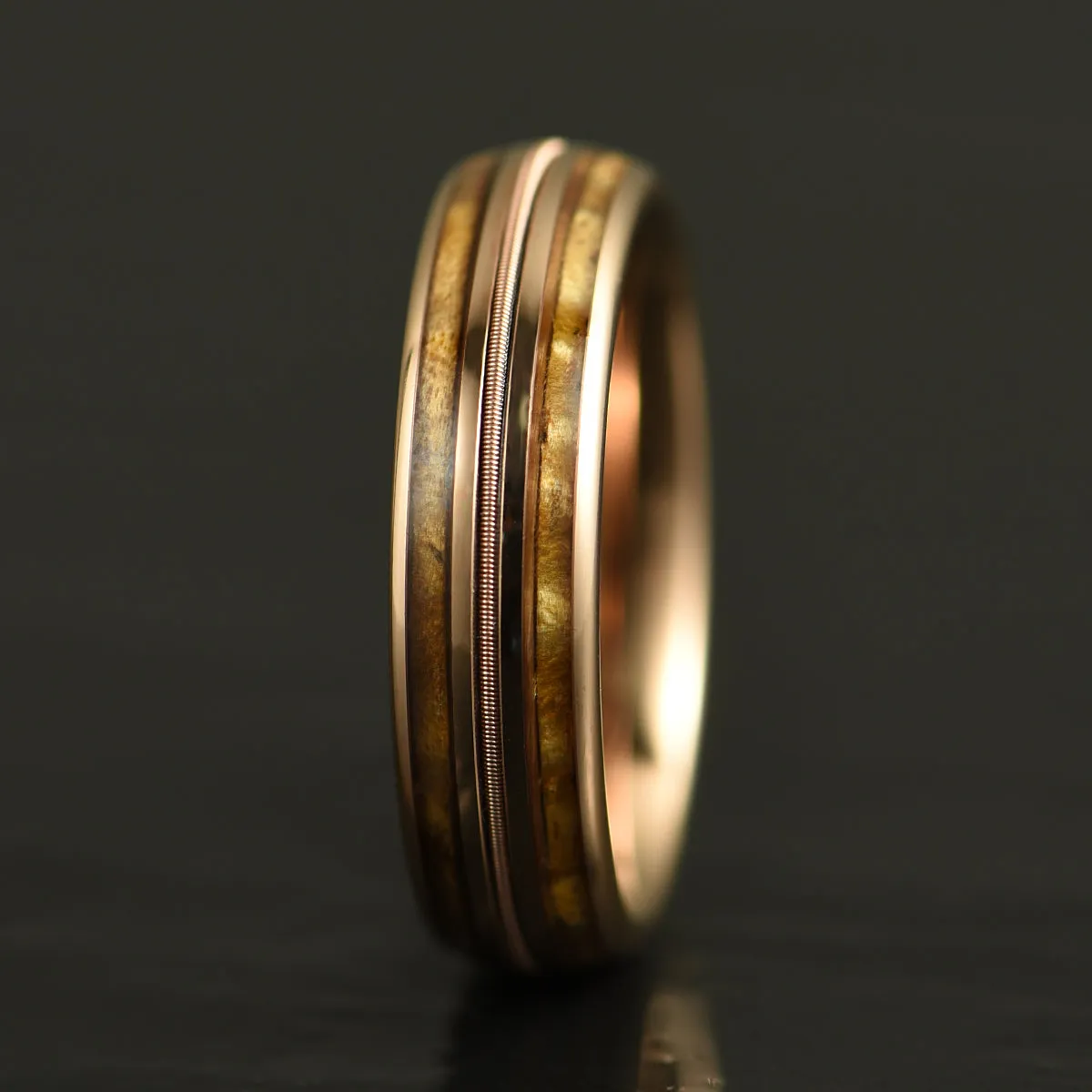 The Hawaiian Ring - Hawaiian Koa Wood & Antler Rose Tungsten  Wedding Band 6MM