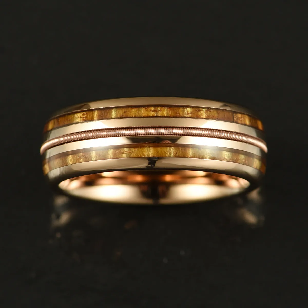 The Hawaiian Ring - Hawaiian Koa Wood & Antler Rose Tungsten  Wedding Band 6MM