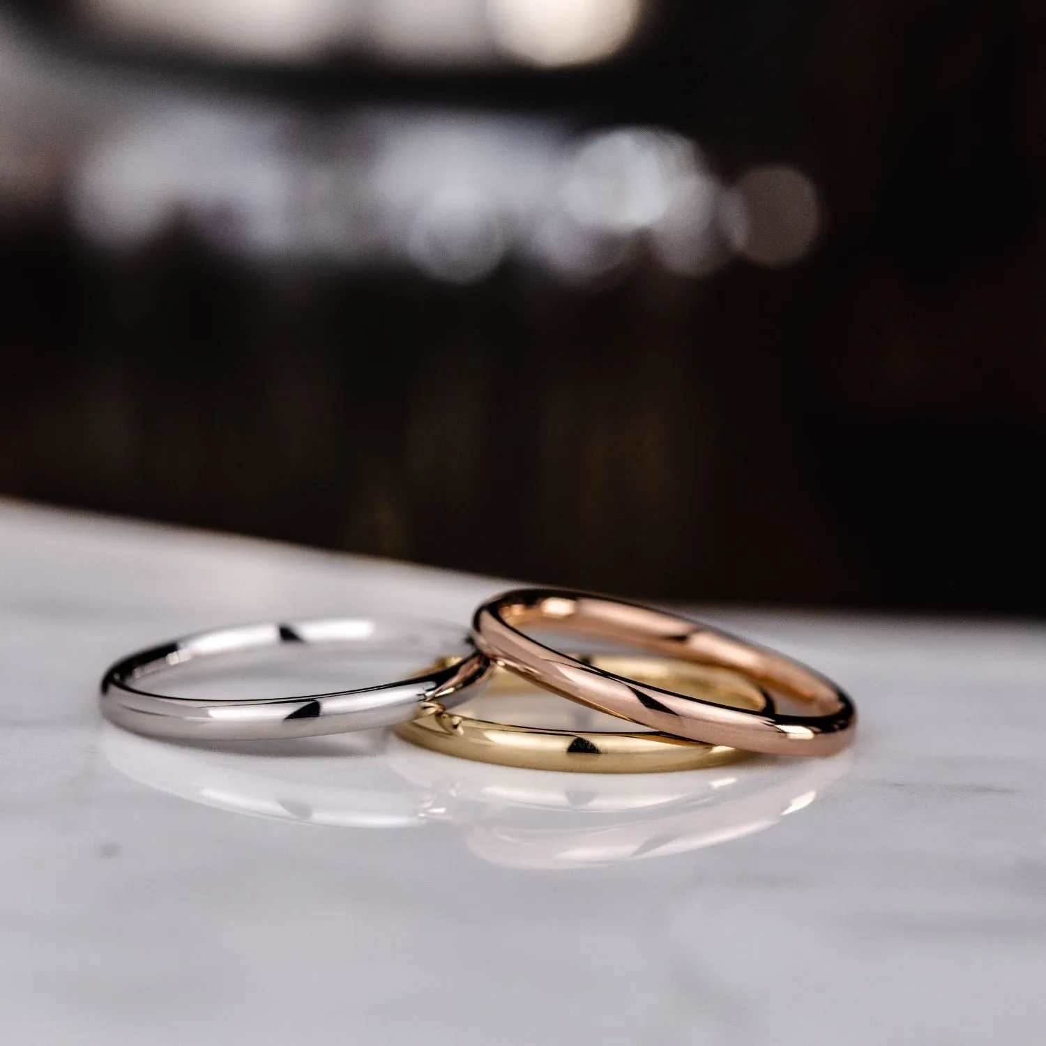 The Meridian | 2mm Women's White Gold Stacking Ring
