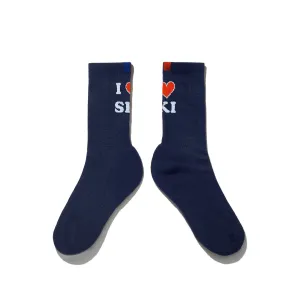The Women's I Love Ski Sock - Navy