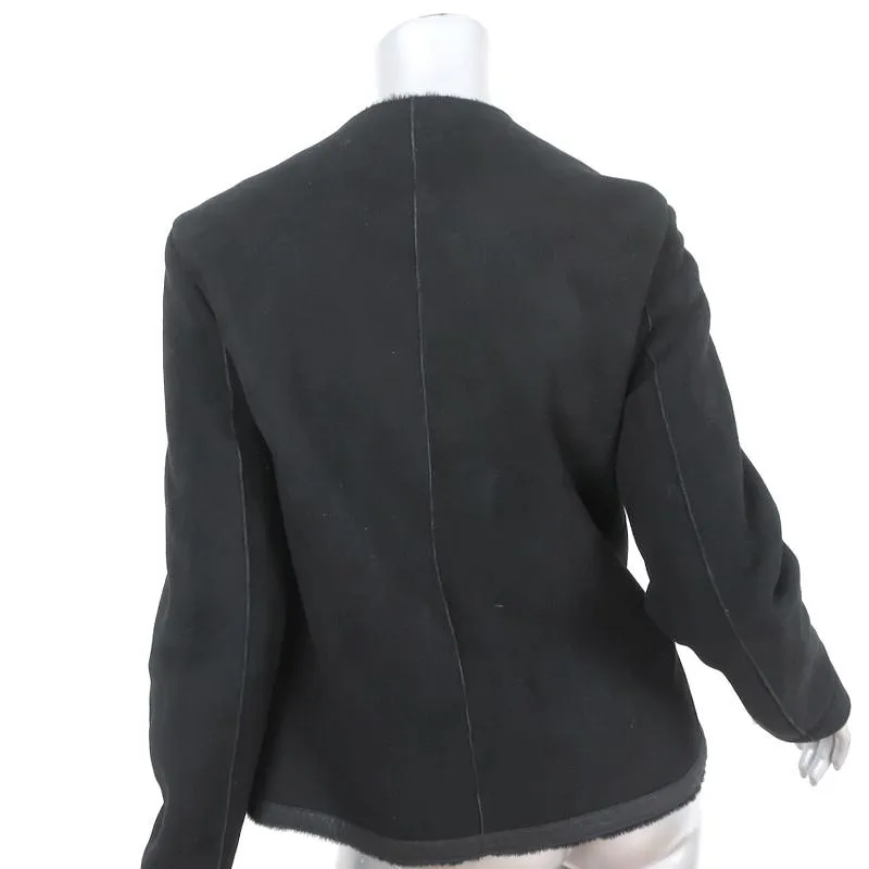 Theory Shearling Jacket Gabrelle Black Suede Size Small