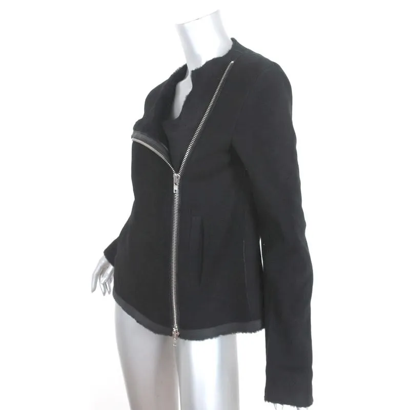 Theory Shearling Jacket Gabrelle Black Suede Size Small