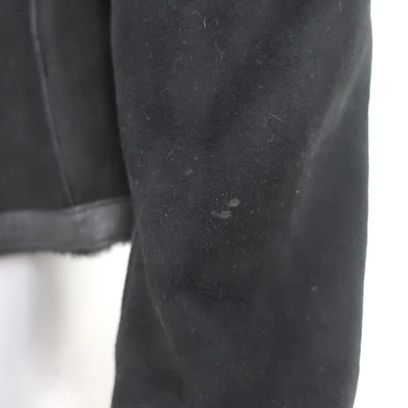 Theory Shearling Jacket Gabrelle Black Suede Size Small