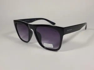 Tommy Hilfiger Kim Squared Sunglasses Shiny Black Frame Smoke Gradient Lens WP OL450