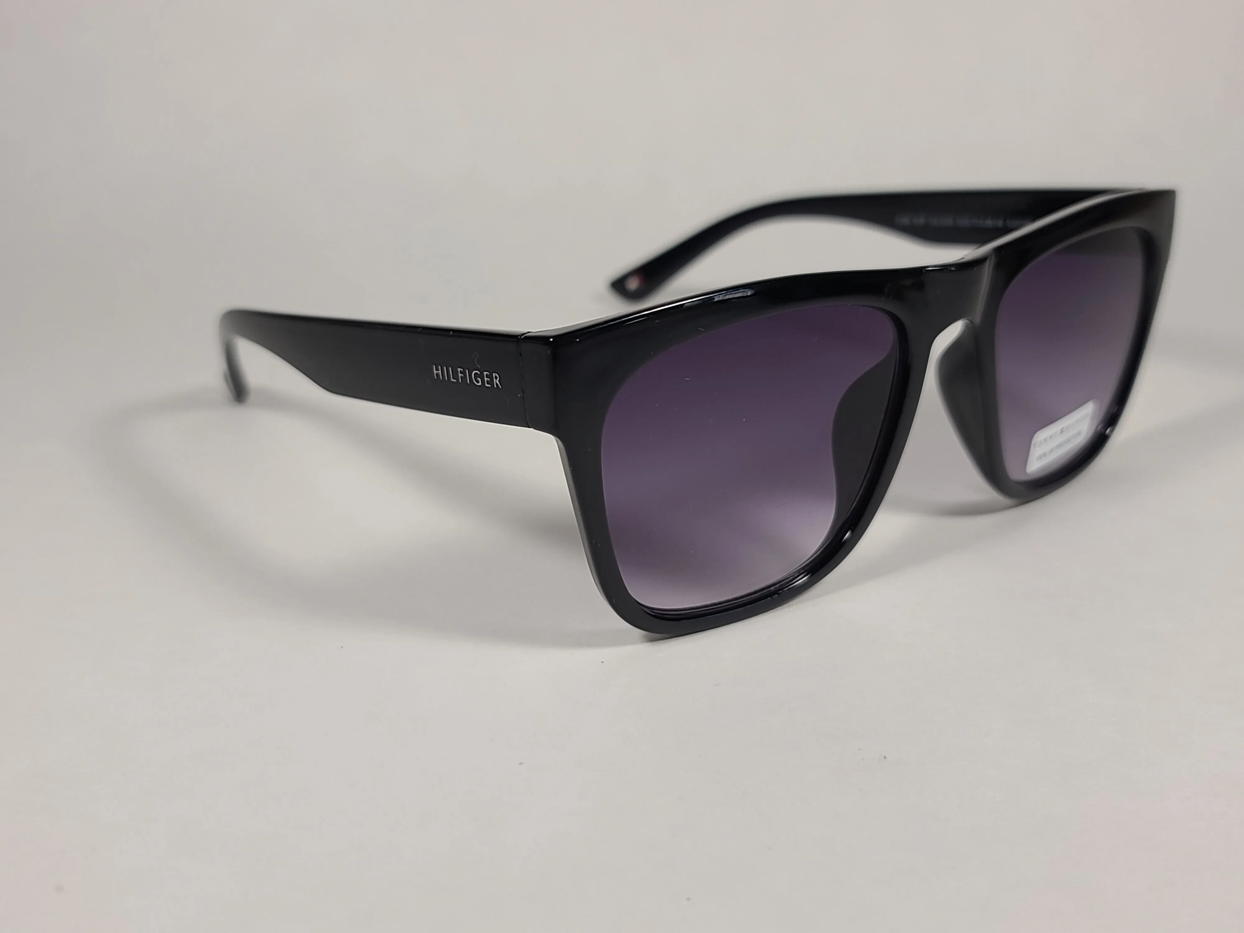 Tommy Hilfiger Kim Squared Sunglasses Shiny Black Frame Smoke Gradient Lens WP OL450