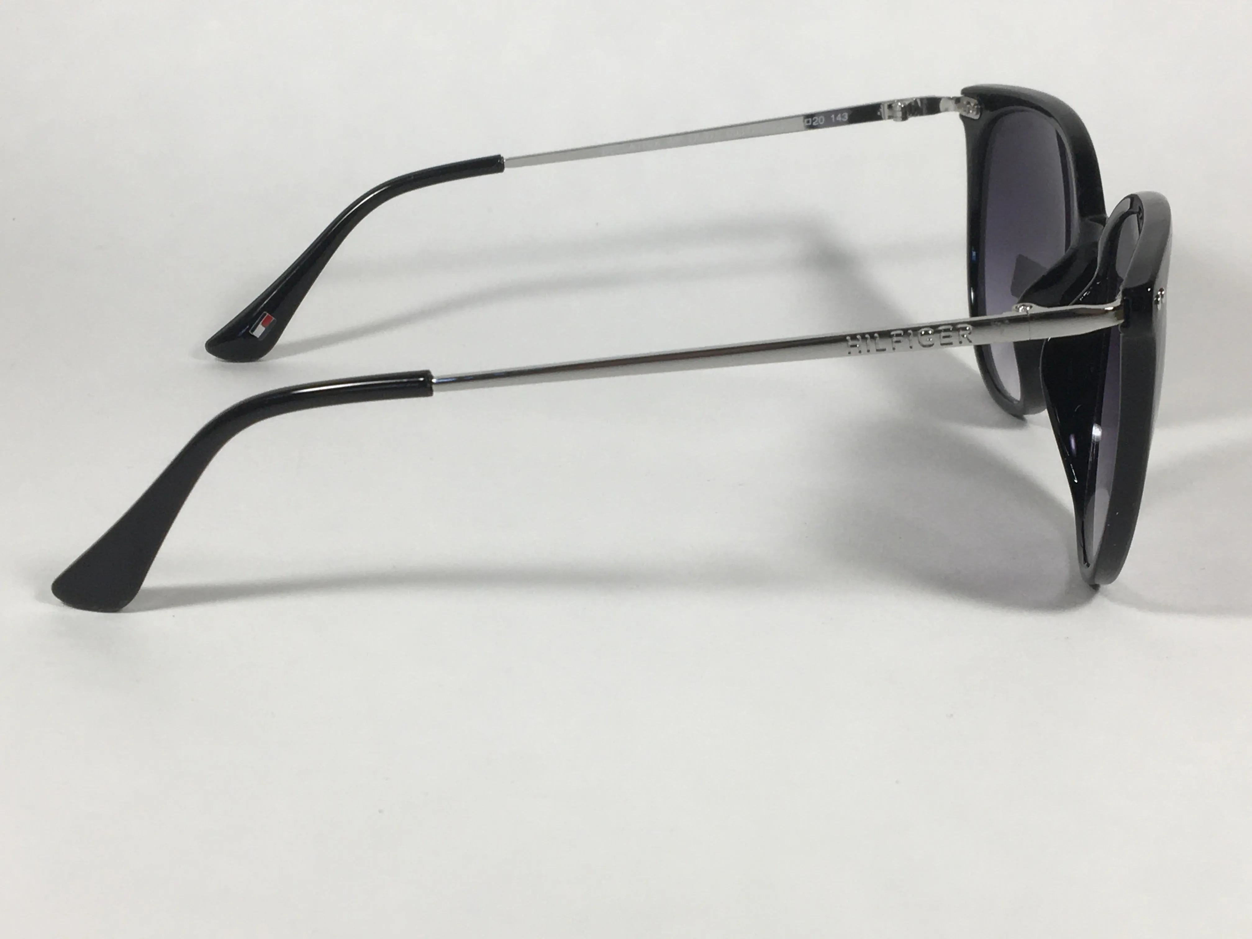 Tommy Hilfiger "Bellatrix" WP OL475 Sunglasses Shiny Black Silver Frame Gray Gradient Lens