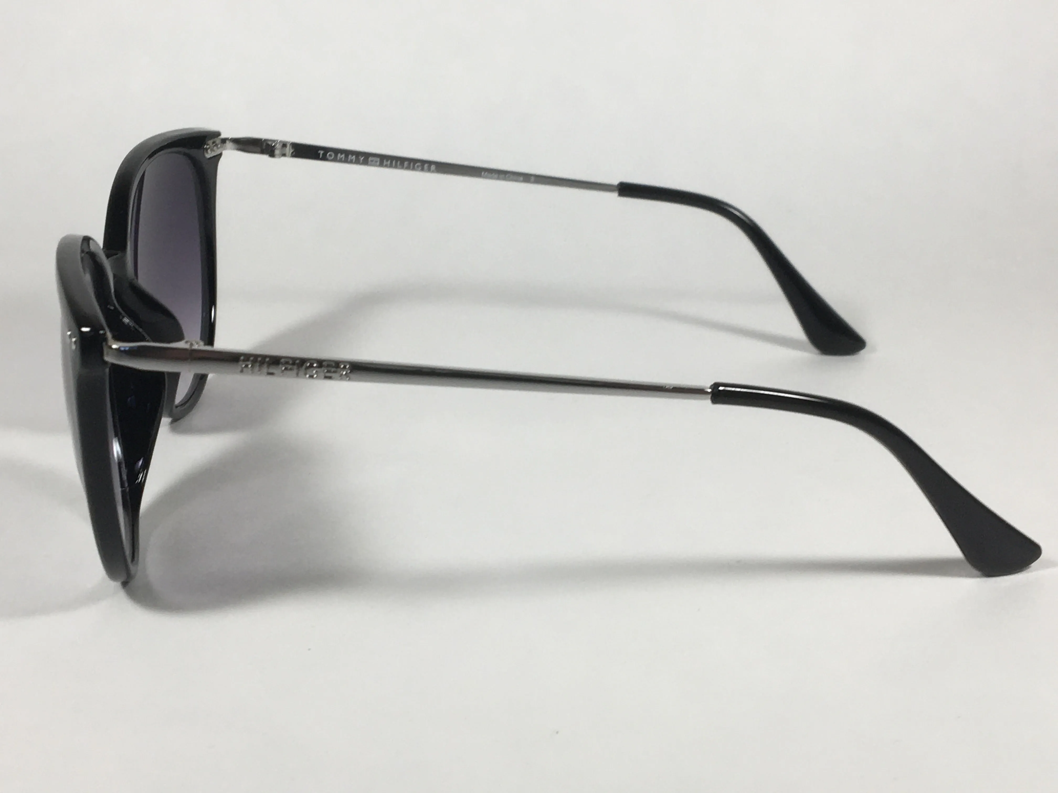Tommy Hilfiger "Bellatrix" WP OL475 Sunglasses Shiny Black Silver Frame Gray Gradient Lens