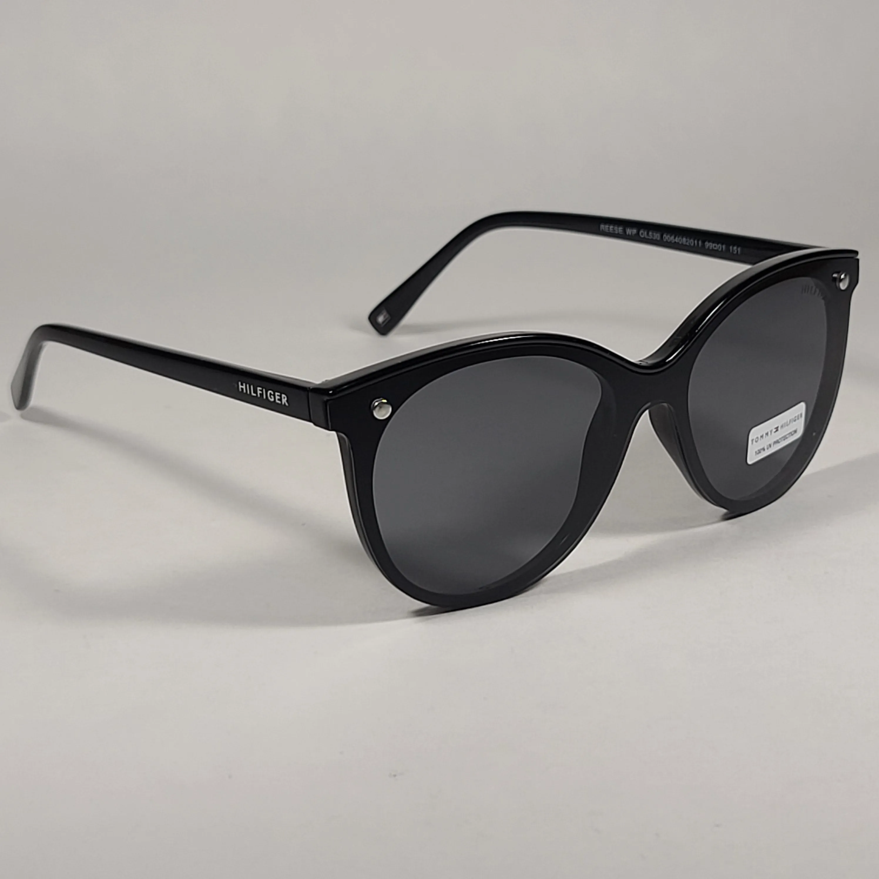 Tommy Hilfiger Reese Rimless Round Sunglasses Shiny Black Gray Single Lens REESE WP OL530