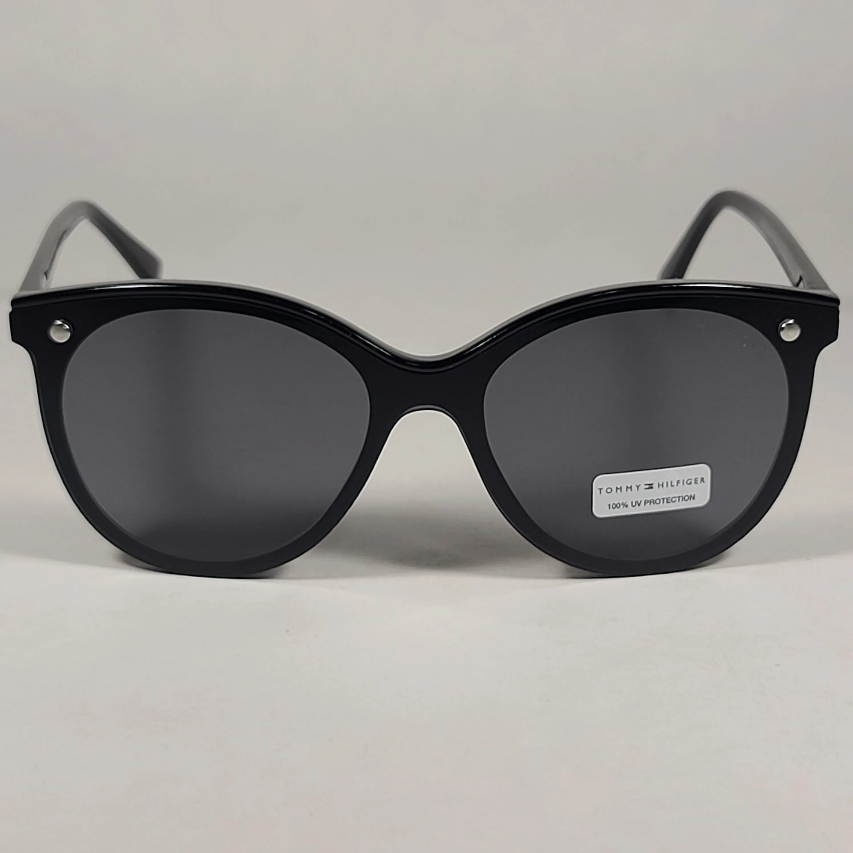 Tommy Hilfiger Reese Rimless Round Sunglasses Shiny Black Gray Single Lens REESE WP OL530