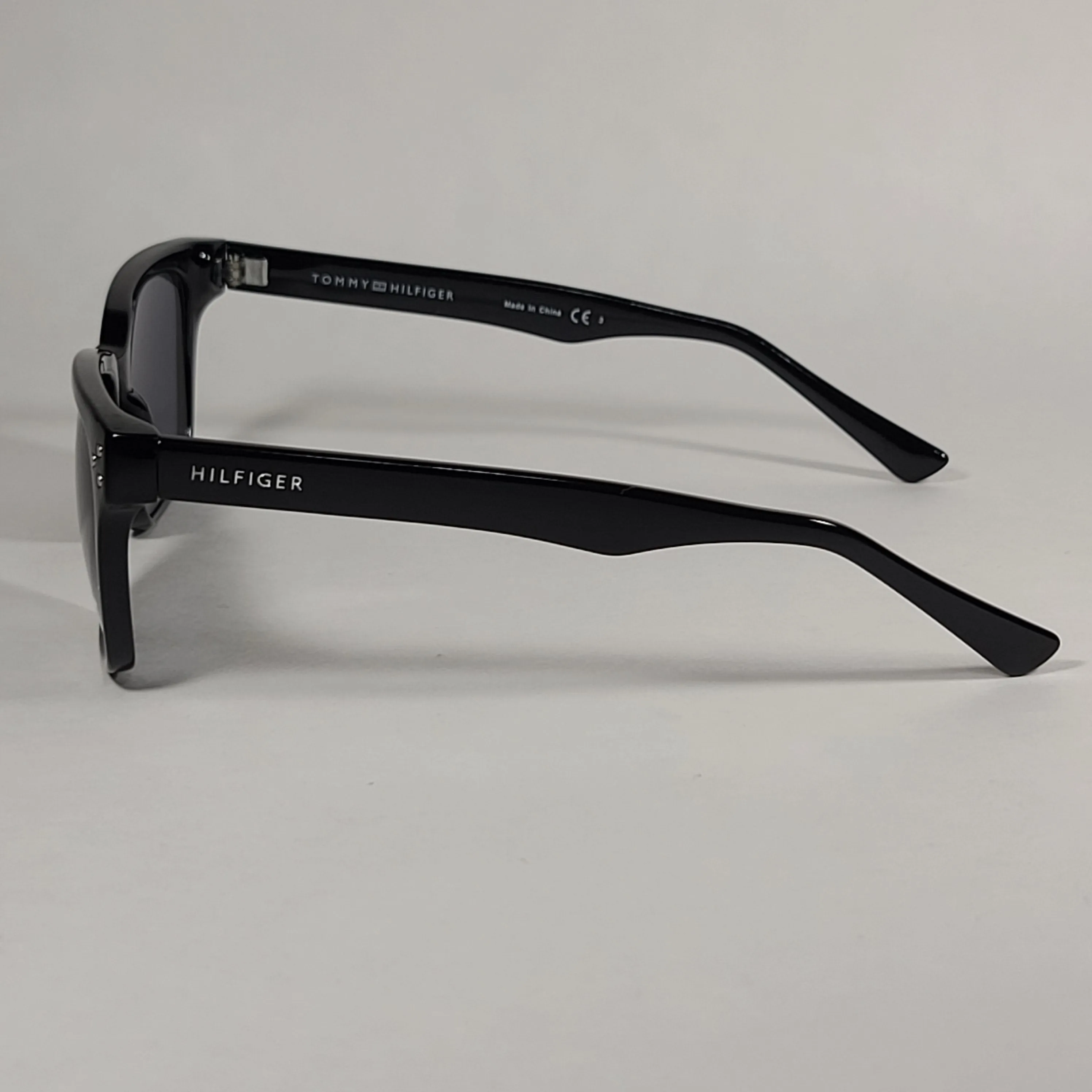 Tommy Hilfiger Selina Rectangle Sunglasses Shiny Black Frame Gray Mono Lens SELINA WP OL517