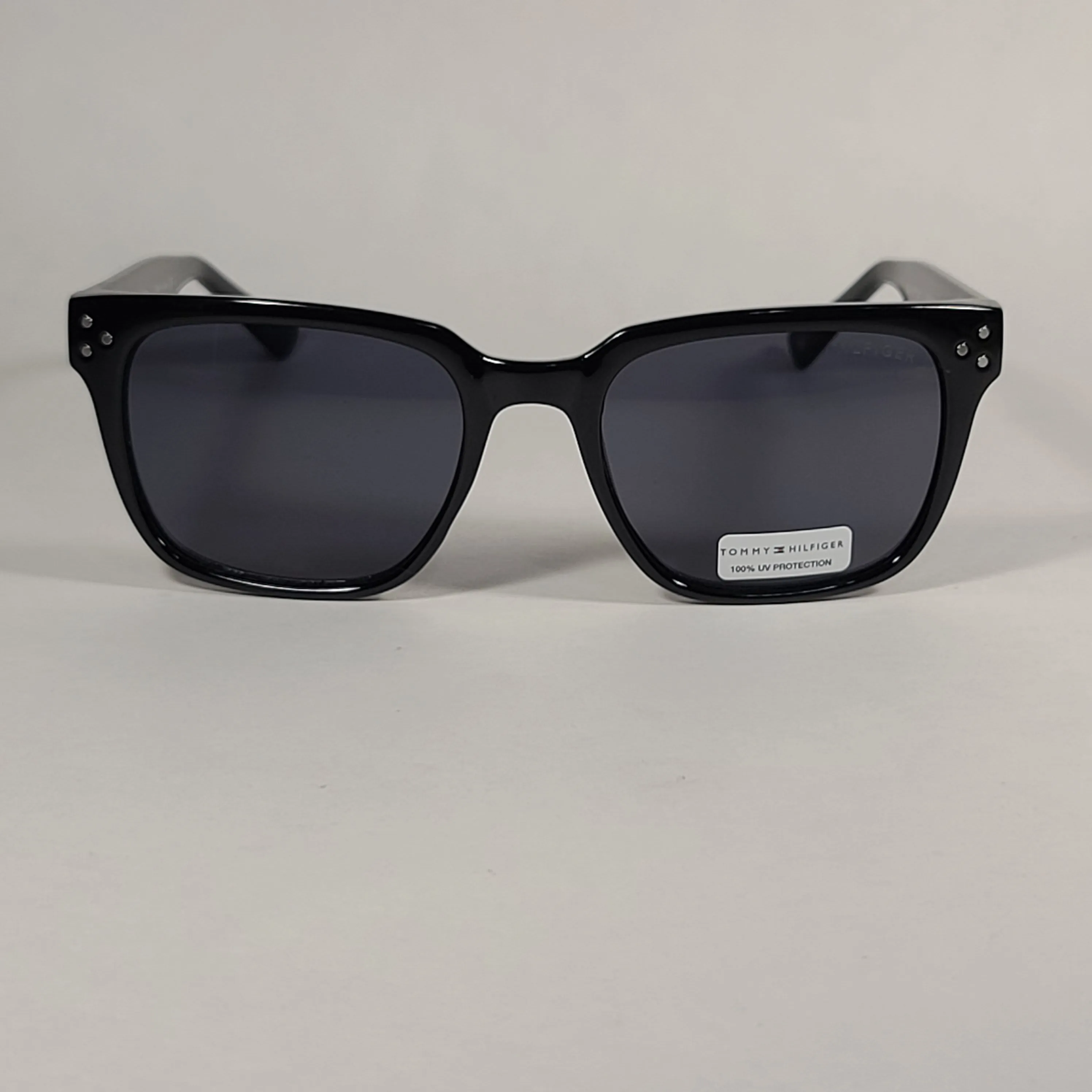 Tommy Hilfiger Selina Rectangle Sunglasses Shiny Black Frame Gray Mono Lens SELINA WP OL517